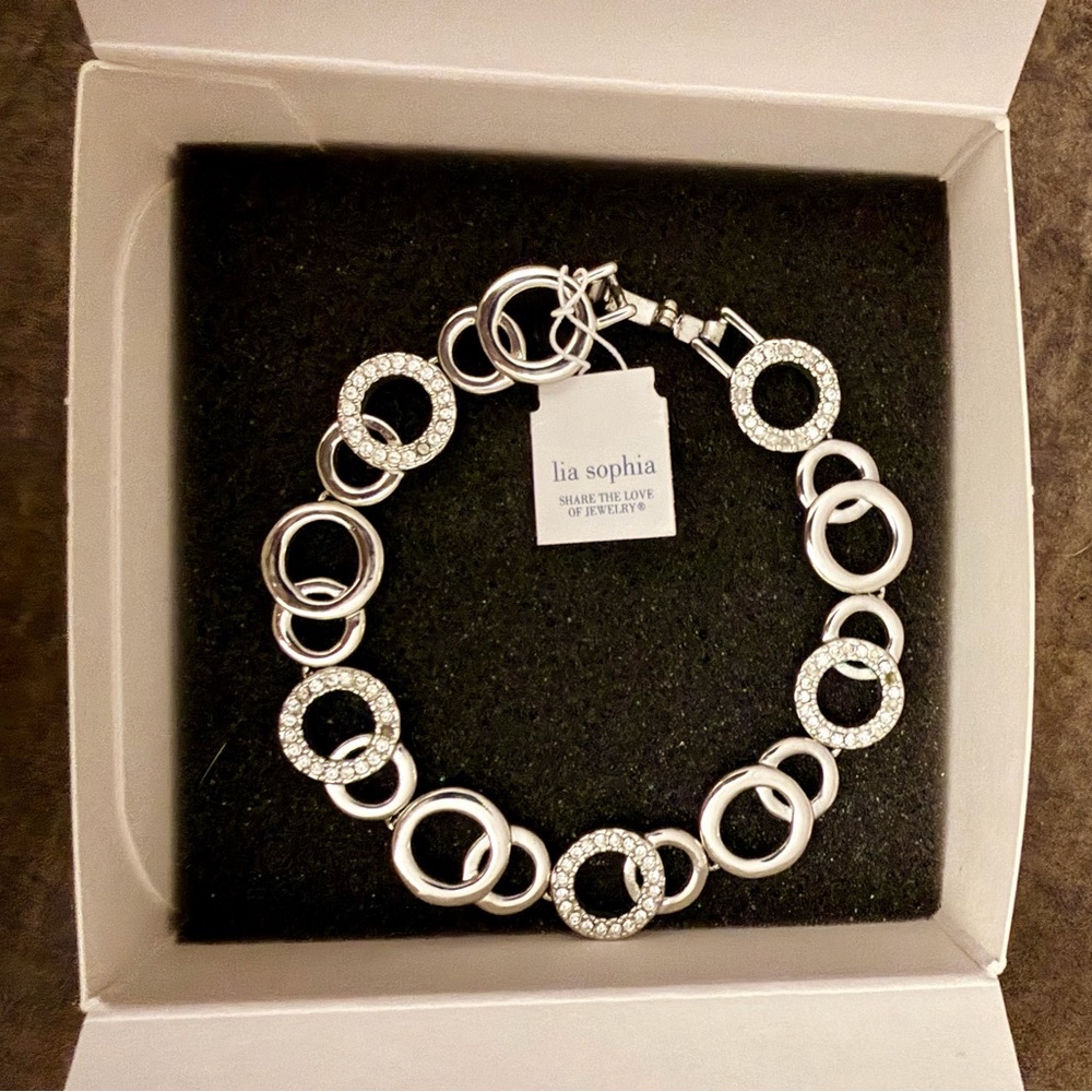 Lia Sophia Silver and Crystal Prosecco Bracelet